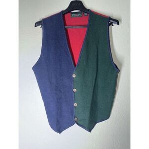 Vintage American Eagle Striped V Neck Button‎ Front Knit Cardigan Sweater Vest S